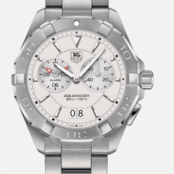 TAG HEUER AQUARACER 41 mm chronograph Steel men’s watch white dial with silver - Picture 1 of 17